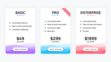 pricing table template vector, pricing table for your website  
