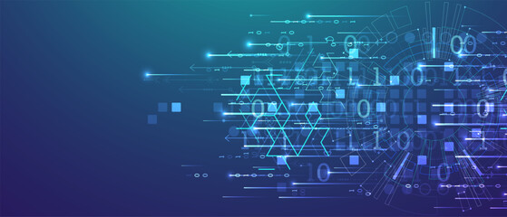 Fototapeta premium Handmade abstract technology concept. Circuit board, high computer color background. Vector illustration with space for content, web - template, business tech presentation.