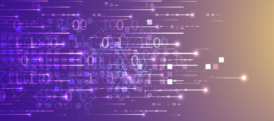 Obraz premium Handmade abstract technology concept. Circuit board, high computer color background. Vector illustration with space for content, web - template, business tech presentation.