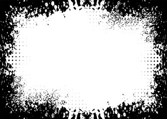 black and white frame border, black and white frame, a black and white frame with a white grunge halftone dot vintage photo rectangle border, 
