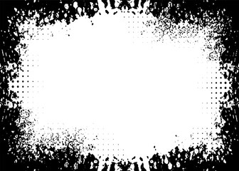 black and white frame border, black and white frame, a black and white frame with a white grunge halftone dot vintage photo rectangle border, 