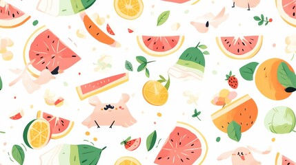 Summer waterlemon seamless background