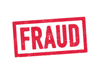 Vector illustration of the word Fraud in red ink stamp - 704889212