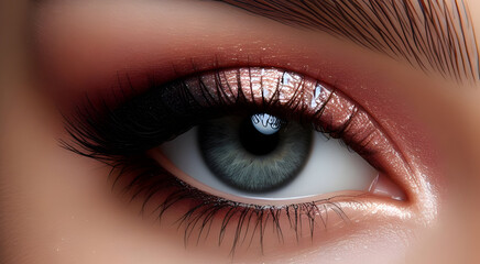 Close-up of woman eye with beautiful eyes makeup - obrazy, fototapety, plakaty