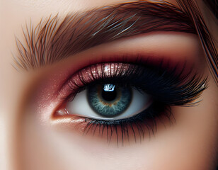 Fototapeta premium Close-up of woman eye with beautiful eyes makeup
