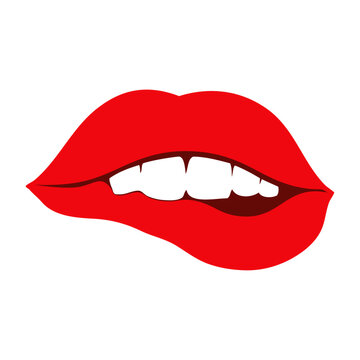 Logo con silueta de boca de mujer mordi&eacute;ndose el labio para su uso en invitaciones y tarjetas de San Valent&iacute;n