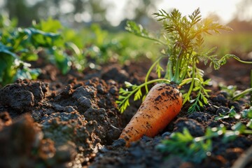 carrot in the middle of the field professional photography