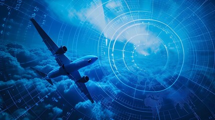 Blue Harmony Exploring Radar Signals in Commercial Aviation - obrazy, fototapety, plakaty