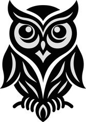 Simple owl logo design with monochrome style