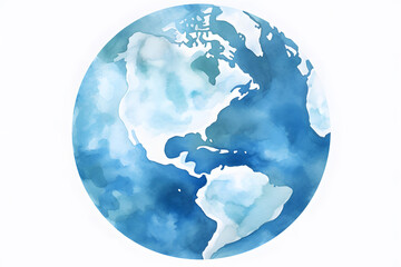 Watercolor Earth illustration. Hand drawn watercolor planet. Earth Day