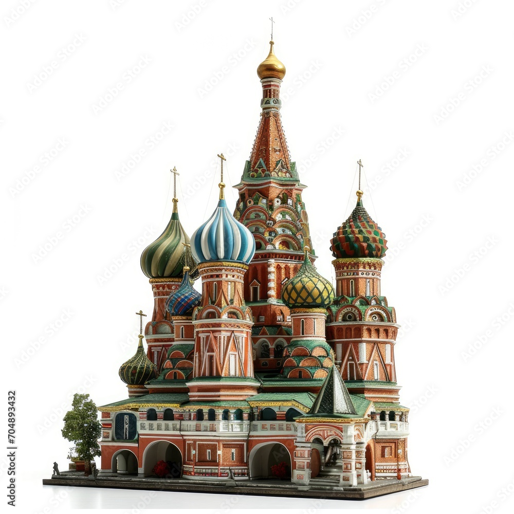 Wall mural St. Basil's Cathedral in Moscow miniature replica, isolated on white background