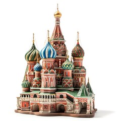 Fototapeta na wymiar St. Basil's Cathedral in Moscow miniature replica, isolated on white background