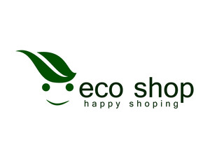 ecoshop happy logo design template