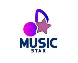 music star note icon logo design template