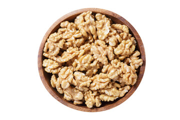 bowl of walnuts isolated on transparent background, top view - Powered by Adobe