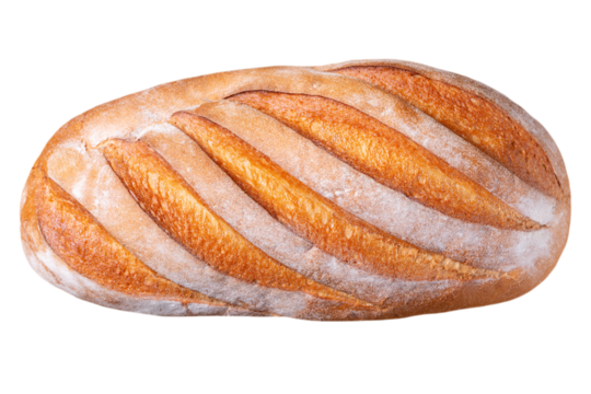 fresh bread isolated on transparent background, top view