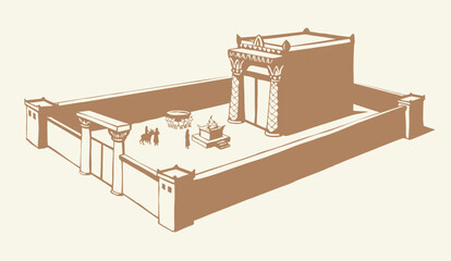 Obraz premium Vector drawing. Temple of Solomon