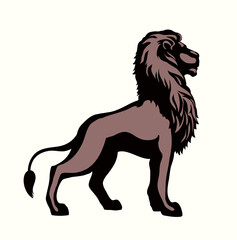 Vector drawing. Lion look for prey