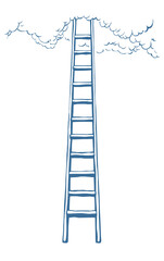 Vector drawing of high ladder at clouds