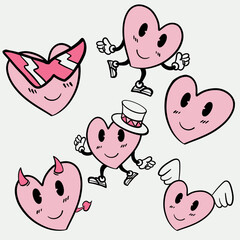 The heart cartoon for love or valentine’s day concept.
