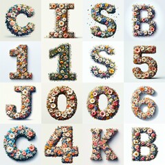 Naklejka premium Flowers typography. AI generated illustration