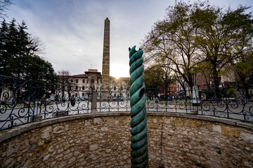 Serpent Column and Walled Obelisk in Sultanahmet district.