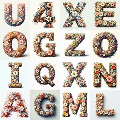 Naklejka premium Flowers typography. AI generated illustration