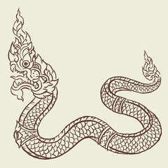 illustration of Thai dragon vector for card decoration illustration - obrazy, fototapety, plakaty