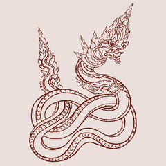 Thai dragon illustration vector for card decoration illustration