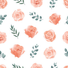 Peach Rose Seamless Pattern Flower Frame Background