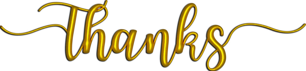 Thanks hand lettering 3d in gold 
