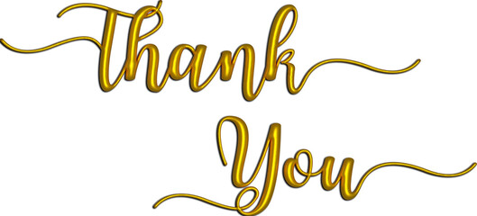 Thank you hand lettering 3d in gold 
