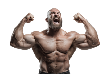 Muscular Male in a Flex Double Bicep