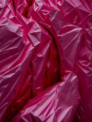 Close-up Wrinkled pink plastic bag texture