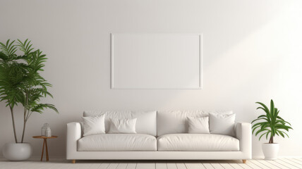 Modern, white minimalist interior. Modern interior design for posters in the living room