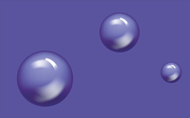 Abstract background with three large and small purple balls. copy space.