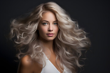 Fototapeta premium Beautiful blonde woman with awesome blond hair