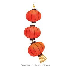 watercolor Chinese lanterns. 