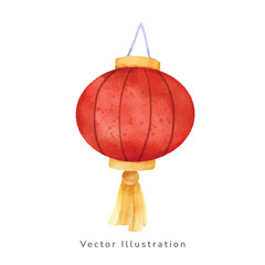 watercolor Chinese lanterns. 