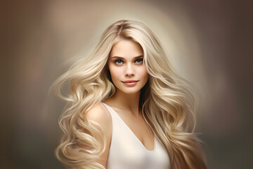 Fototapeta premium In the Eyes of Beauty - A Young Woman Flaunting a Gorgeous Blond Hairstyle