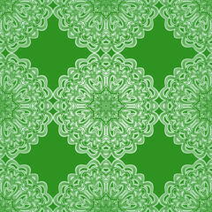 Seamless pattern with mandala ornament. Great for fabric and textile, wallpaper, packaging or any desired idea.
