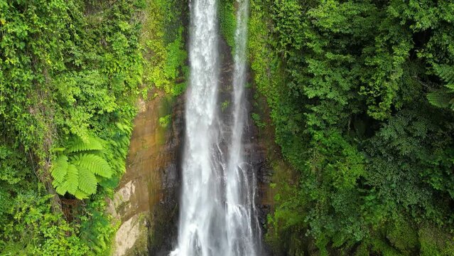 Aerial shot of GitGit waterfall in Bali island, Indonesia