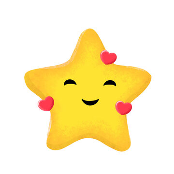 Cute star fall in love face cartoon hand drawn stars yellow clipart mbe element emoticon