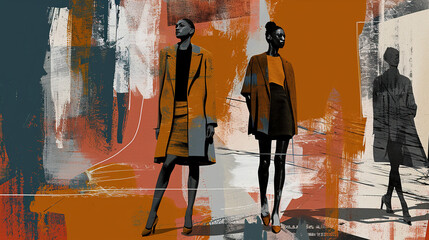 Fototapeta premium Sketches of modern fashion dress concepts.