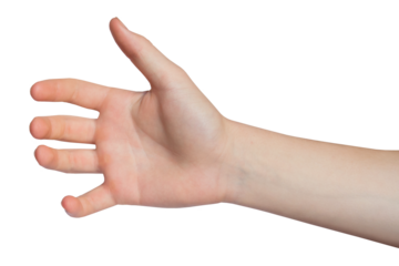 Hand holding something, isolated on a transparent background. PNG