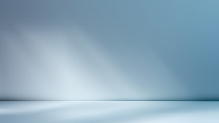 Minimalistic simple abstract light blue background for product presentation. Shadow and light from...