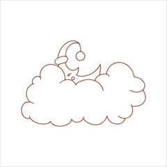 Vector set of hand drawn moon.Line art design.