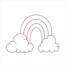Graphic rainbow with clouds. Vector Illustration.Hand drawn illustration.