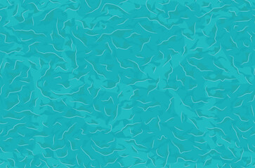 Turquoise water, seamless background in top view. Cartoon blue texture of water surface with waves and reflections, aquatic environment wallpaper, swimming pool. Vector illustration