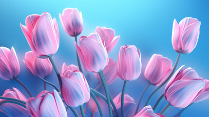 Wallpaper with pink tulips
